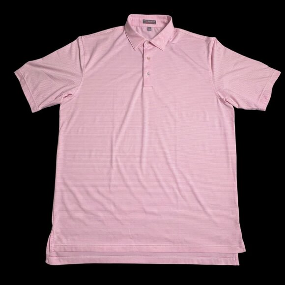 Peter Millar Summer Comfort Pink Stripe Performance Golf Polo Shirt Mens XL - Picture 2 of 10
